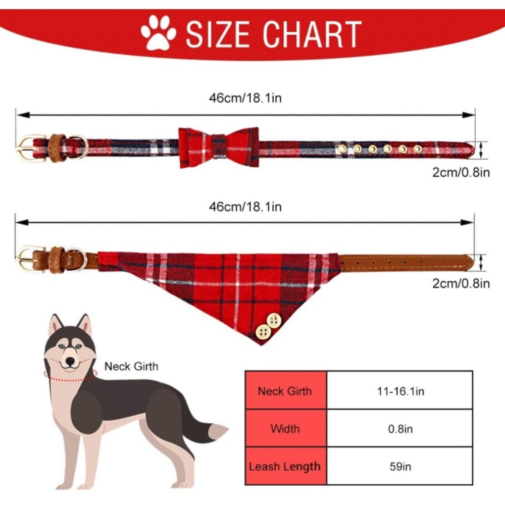 Bow Tie Dog Collar and Leash Set,3 PCS - Picture 2 of 8